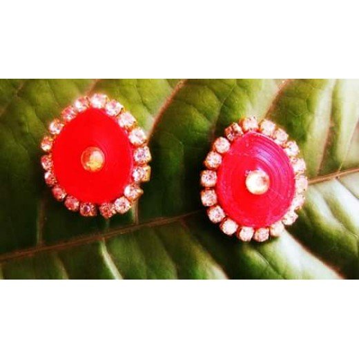 Quilling Earrings - Pink Studs